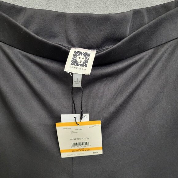 NWT Anne Klein Black Pull On Pants Women's Size Small Wide Leg Stretchy Comfy - Picture 3 of 6